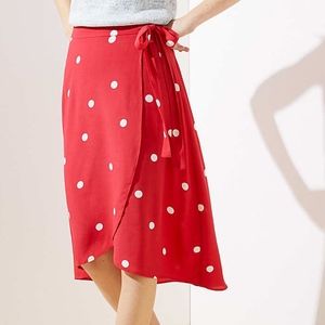 NWT LOFT wrap polka dot skirt